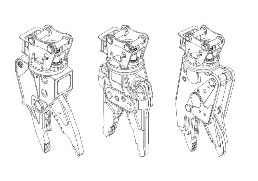 Excavator supporting attachments (dismantling shears)